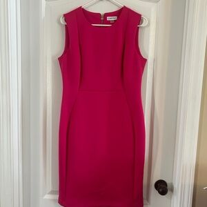 Calvin Klein Hot Pink Sleeveless Sheath Midi Dress